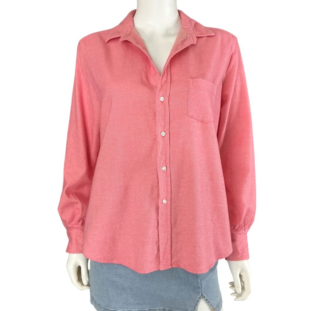 Frank & Eileen EILEEN Flannel Shirt Size S Soft Pink Relaxed Button-Up Italy